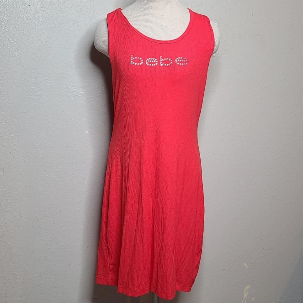 Red Bebe Swavroski logo tanktop dress